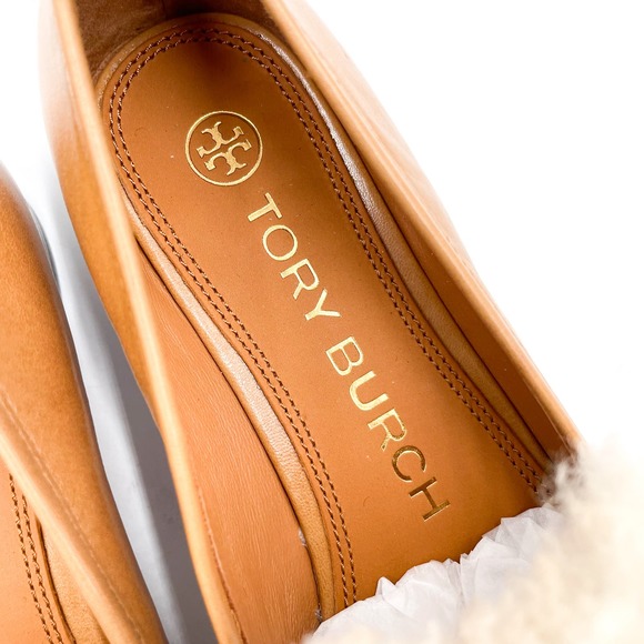 Tory Burch Jessa Shearling‎ Loafers Caramel Tan Leather Horsebit Sz 6.5 - Picture 5 of 10